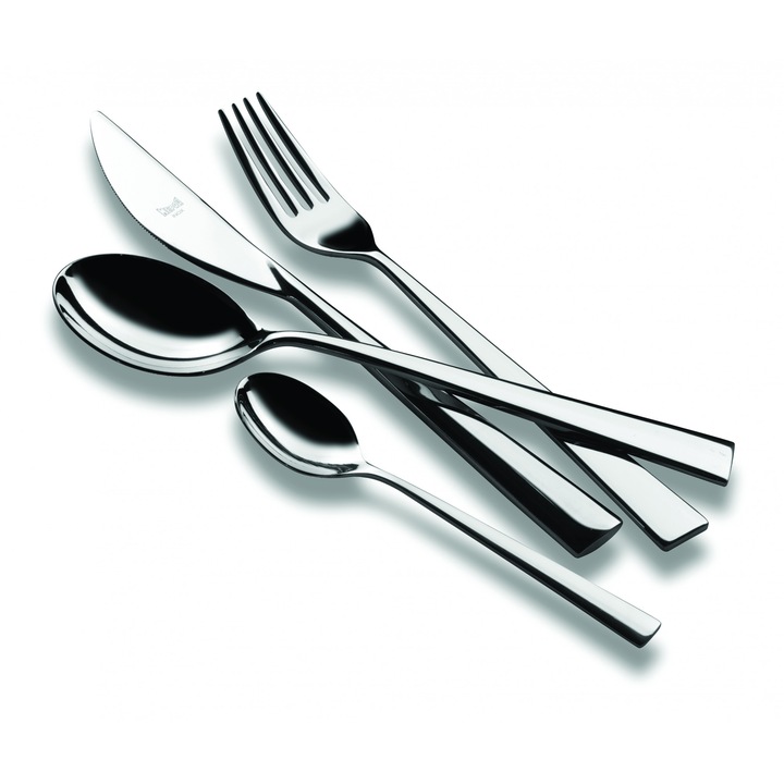 Set 24xTacamuri, MEPRA, 6 cutite mari, 6 furculite mari, 6 linguri mari, 6 lingurite, Otel