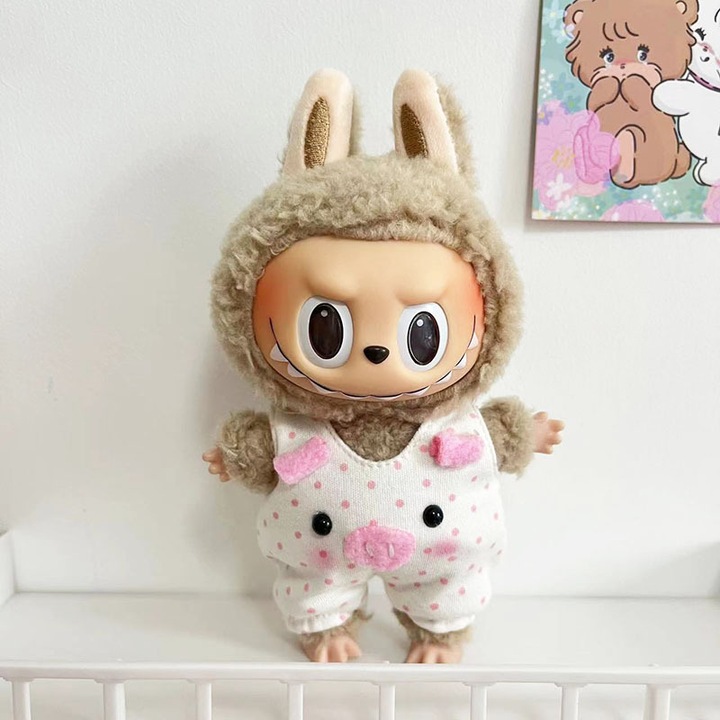 Babaruha, 17cm, rózsaszín pöttyök