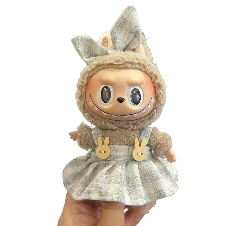 Zöld ruha plüssbabáknak, 17 cm