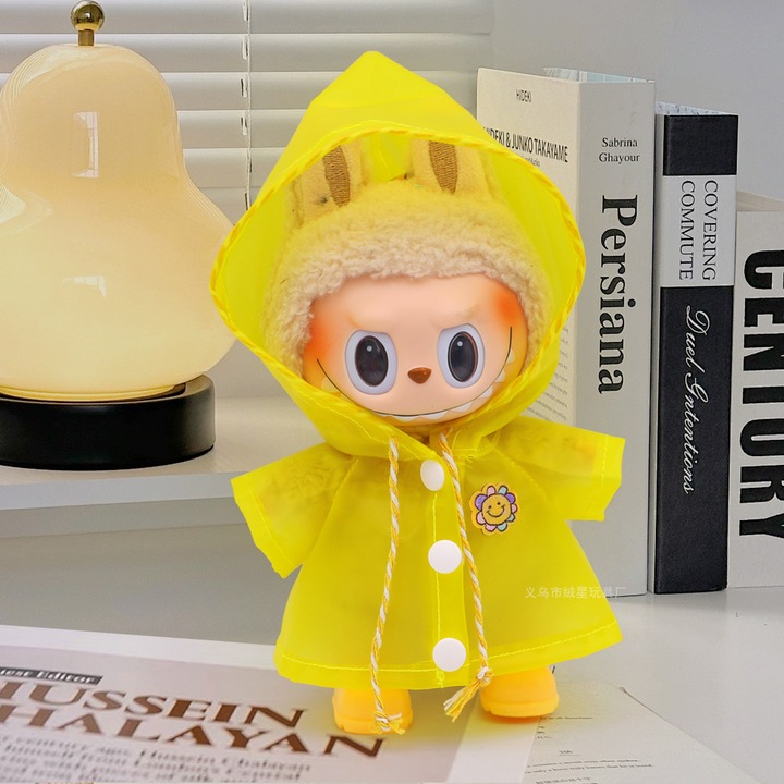 Sárga esőkabát és sárga csizma szett 14-18 cm-es babákhoz