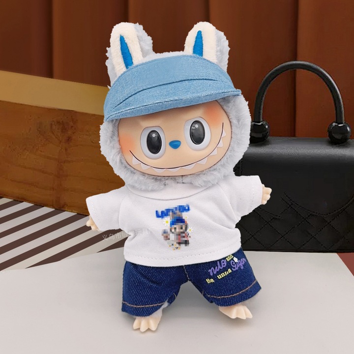 Labubu babaruha szett, fehér/kék öltöny