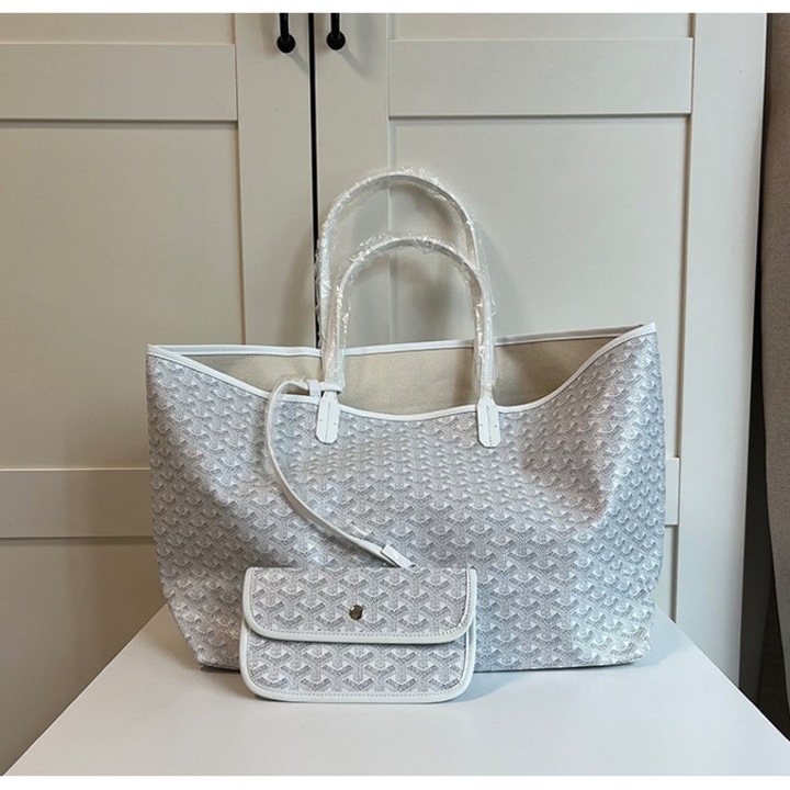 Női nagy táska, mom bag modell, nagy kapacitású, nyomott mintás, fehér, M méret 48x27cm