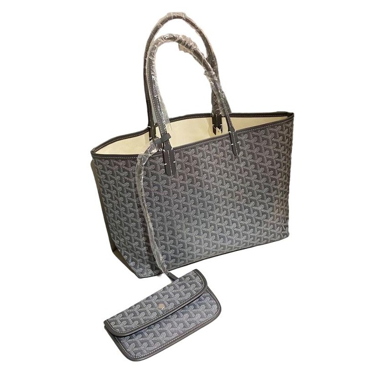 Női válltáska, nagy, nagy kapacitású, mintás, szürke, 48x27cm
