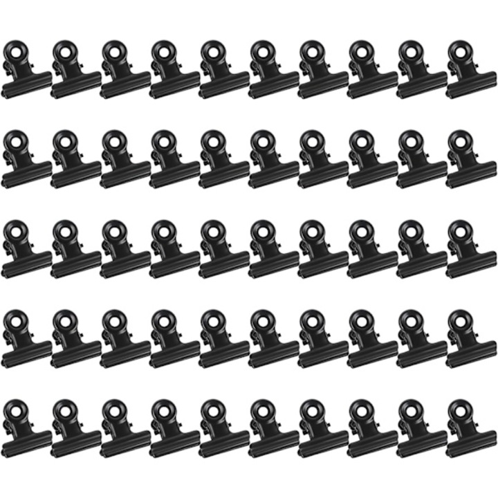 Set 50 Cleme Metalice Negre 22mm, Rezistente la Rugina, pentru Birou, Acasa, Scoala