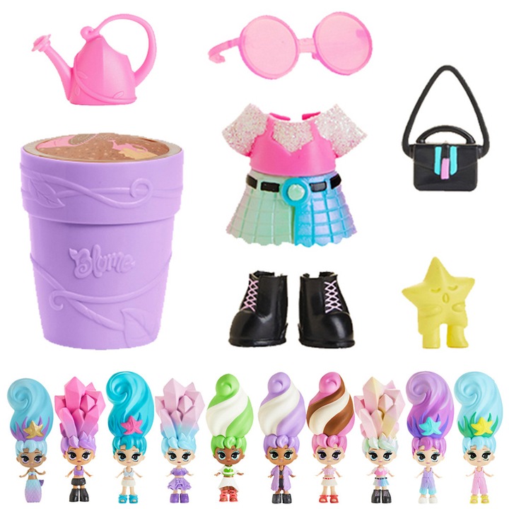 Meglepetés baba virágcserépben, többszínű