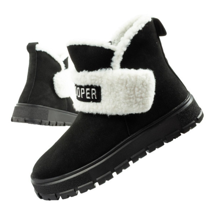Ghete de iarna pentru femei Lee Cooper, piele de oaie la moda, piele izolata, Negru