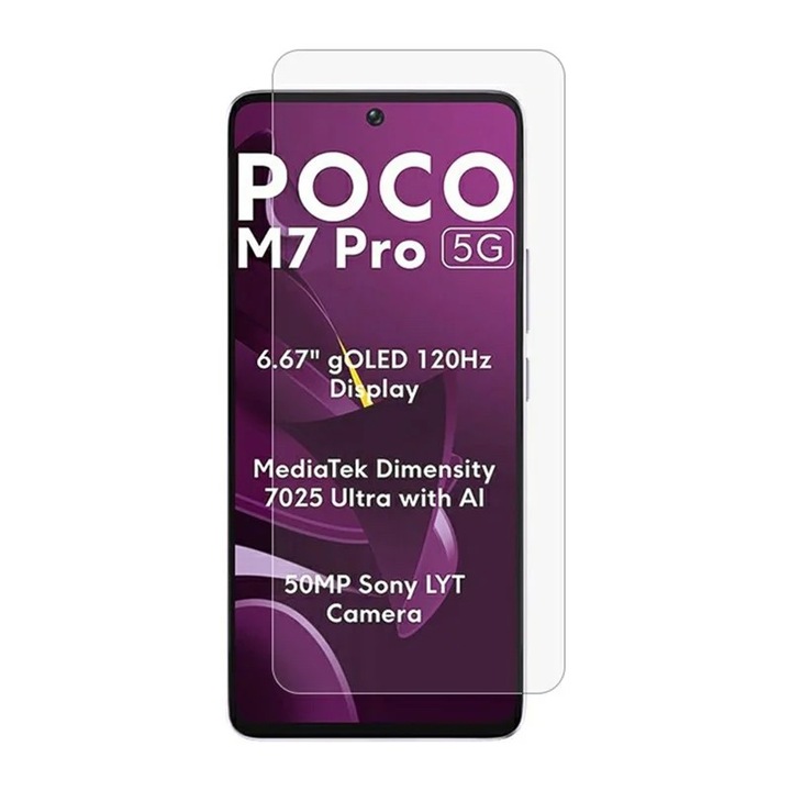 Folie Securizata pentru Xiaomi Poco M7 Pro, Flippy, Sticla Securizata 3D, High Definition Ultra Clear 2.5 HD, Margini Arc, 0.3 mm, Anti Zgirieturi, Anti bule, Transparenta