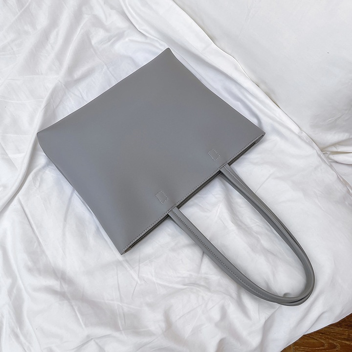 Női táska, műbőr, szürkéskék, 36x7x27cm, cipzárral és belső zsebbel