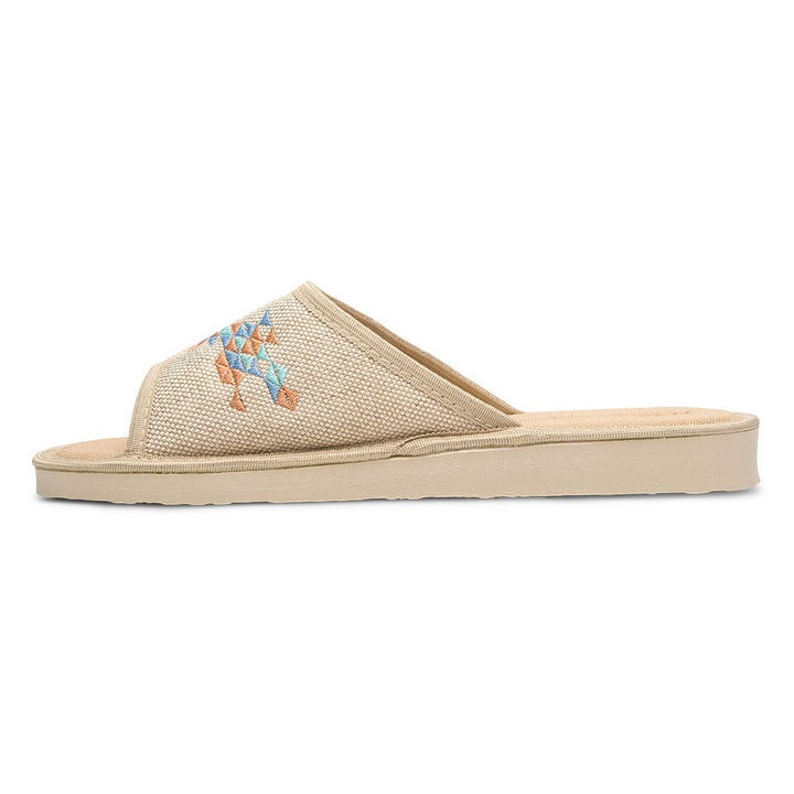 Papuci Natural Style NS-099, bumbac, EVA, bej, Bej, 36