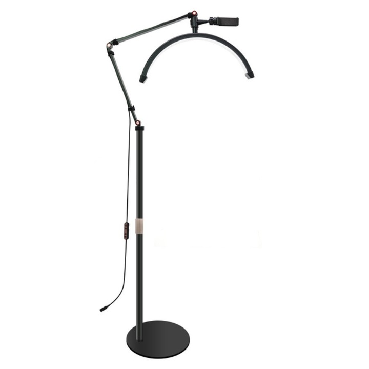 Lampa semicirculara cu suport pentru telefon, FS100, negru