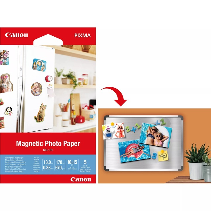 Hartie foto Magnetic Canon Pixma Photo Paper Glossy MG-101 4R, 10x15 cm, 670 g/m²