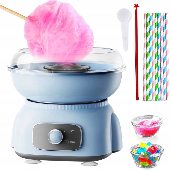 Машина за захарен памук, Zola, 500 W, 9 включени пръчки, 26 x 23 × 23 см, синя