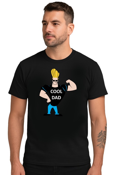 Tricou barbat Johnny Bravo Cool DAD, Negru