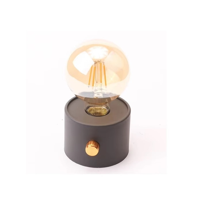Mini Veioza decorativa, Bec Retro Lumina Calda, Intensitate reglabila, Alimentare 3 x Baterii tip AA (neincluse)