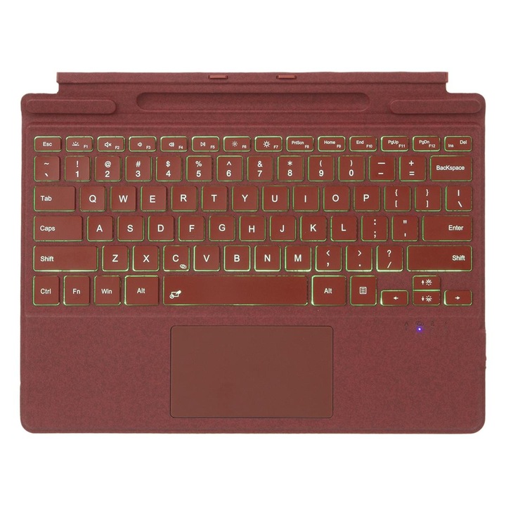 Husa cu tastatura Bluetooth 5.2 pentru MicroSoft Surface Pro 9 / 10 / 11 / 12, cu touchpad, iluminare rosie