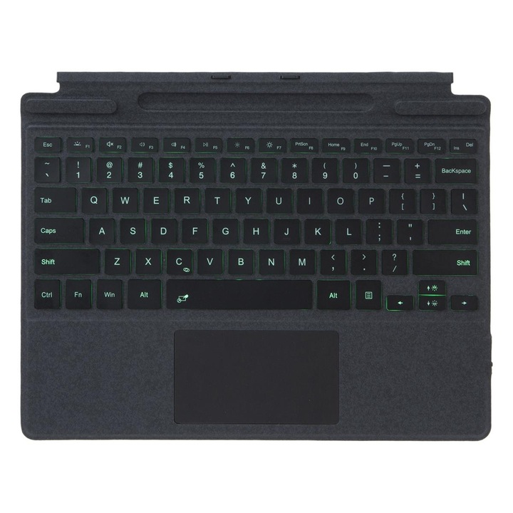 Husa cu tastatura Bluetooth 5.2 pentru MicroSoft Surface Pro 9 / 10 / 11 / 12, cu touchpad, iluminare, Negru