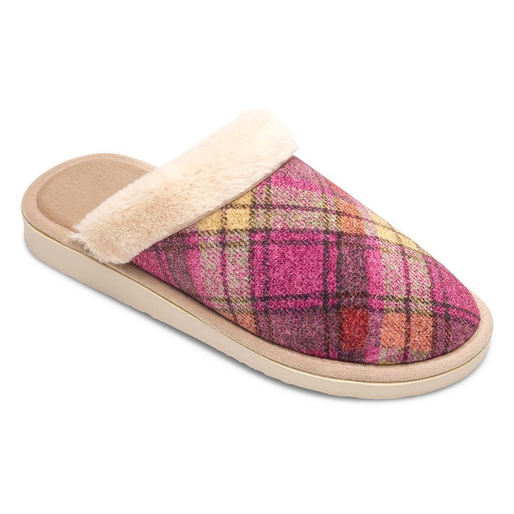 Papuci de Natural Style NS-101, bumbac, bej/roz, Bej/Roz, 39