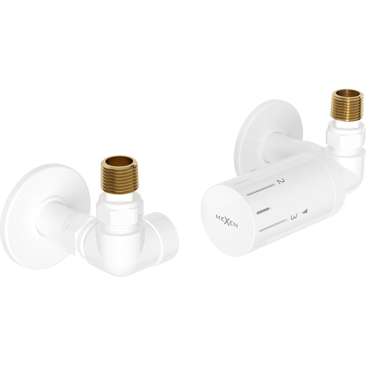 Set radiatoare Mexen G05 axial termostatic cu masca, alb, G 1/2"