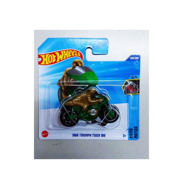 Motocicleta HOT WHEELS 1966 Triumph Tiger 100 TH 2025 Motor verde