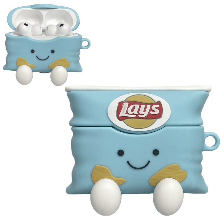 Husa protectie casti, Silicon 3D, Pentru Apple AirPods Pro 3, Albastru