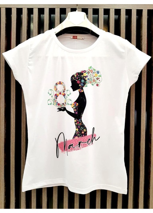 Бяла тениска 8 март за жени, Бял