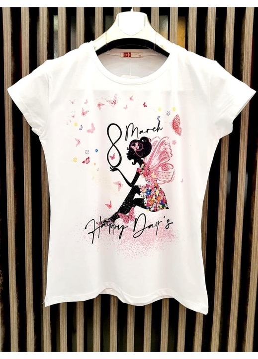 Дамска празнична тениска, бяла, Бял