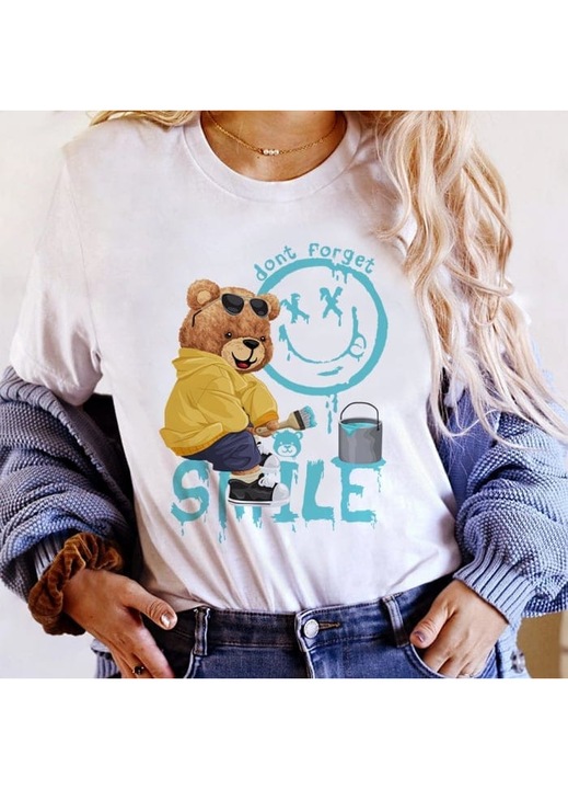 Дамска Тениска, Памук, Teddy Smile, Бяла