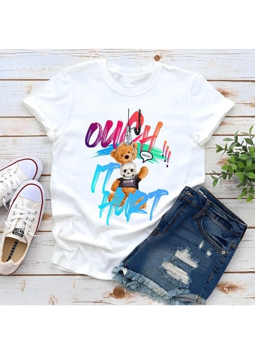 Дамска тениска, Памук, It Hurt, Бял