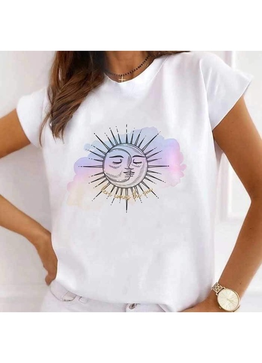 Дамска тениска, Памук, Here Comes The Sun, Бял