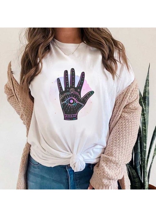 Дамска тениска, памук, Magic Hand, Бял