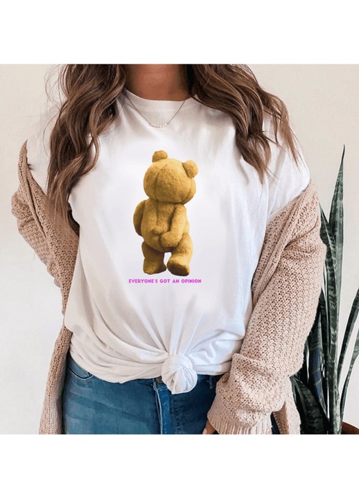 Дамска тениска, памук, бяла, Everyone's Got An Opinion, Бял