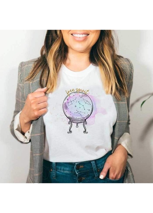 Тениска за жени, памук, Free Spirit, Бял