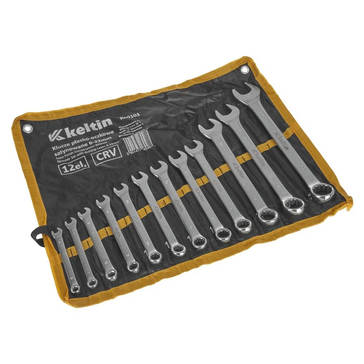 Set chei combinate cu finisaj satinat, 6-22 mm, Cr-V, 12 bucati, Keltin K00101