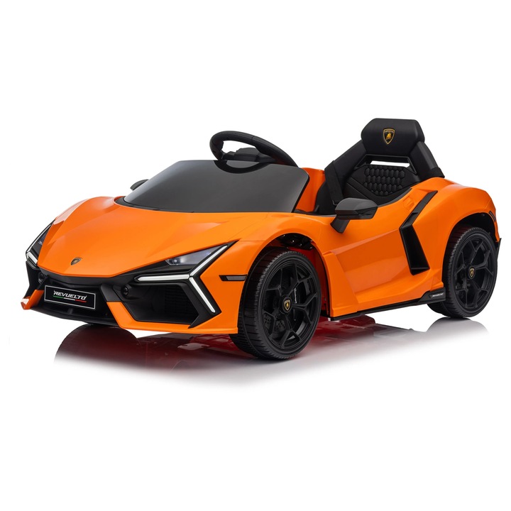 Lamborghini Revuelto – Masinuta electrica oficial licentiata pentru copii (12V, 2 motoare de 390) - Portocaliu