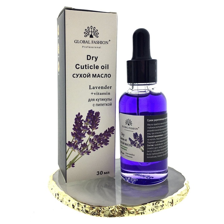Ulei de cuticule cu pipeta, aroma de lavanda, Global Fashion, 30 ml