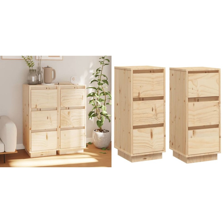 Servante, 2 buc., 32x34x75 cm, lemn masiv de pin