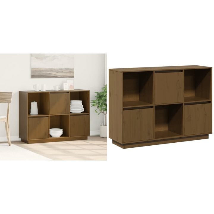 Servanta, maro miere, 110, 5x35x80 cm, lemn masiv de pin