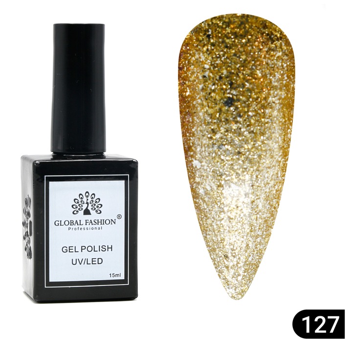 Oja semipermanenta Global Fashion, Gel polish Elite Glow 15 ml, 127