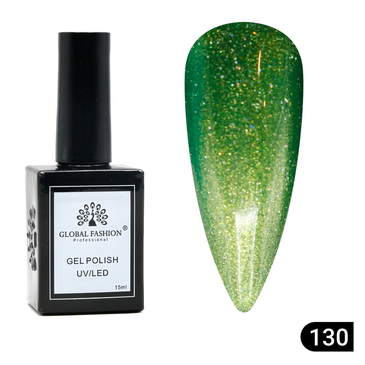 Oja semipermanenta Global Fashion, Gel polish Elite Glow 15 ml, 130