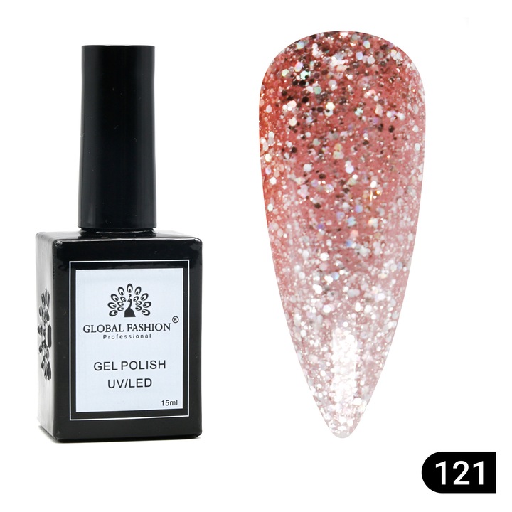 Oja semipermanenta Global Fashion, Gel polish Elite Glow 15 ml, 121