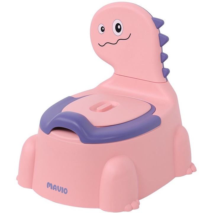 Olita pentru Copii Mavio®, Model Dinozaur, Colac Moale, Design Ergonomic, Non-Toxic, Varsta 1-6 Ani, Compartiment Detasabil, Maner Transport, Usor de Curatat, Picioare Anti-derapante, Roz