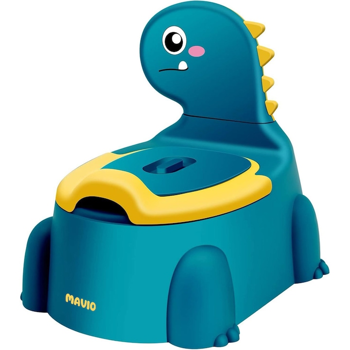 Olita pentru Copii Mavio®, Model Dinozaur, Colac Moale, Design Ergonomic, Non-Toxic, Varsta 1-6 Ani, Compartiment Detasabil, Maner Transport, Usor de Curatat, Picioare Anti-derapante, Albastru