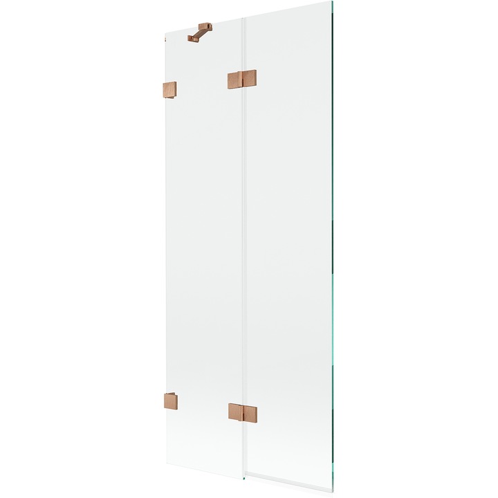 Paravan de baie Mexen Lunar, 2 uși batante, 80x150cm, transparent, cupru periat