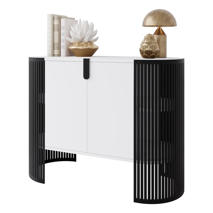 Comoda Zinzit, MIRJAN 24, negru / alb arctic, 40x120x90 cm