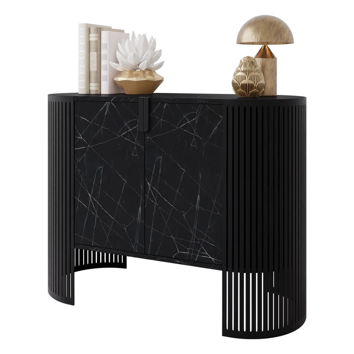 Comoda Zinzit, MIRJAN 24, negru / black pietra grigia, 40x120x90 cm