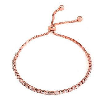 Bratara model Tennis, reglabila, din aliaj si cu cristale tip zirconiu, Rose Gold (Ambalaj cutie cadou) Bratara model Tennis, reglabila, din aliaj si cu cristale tip zirconiu, Rose Gold (Ambalaj cutie cadou)