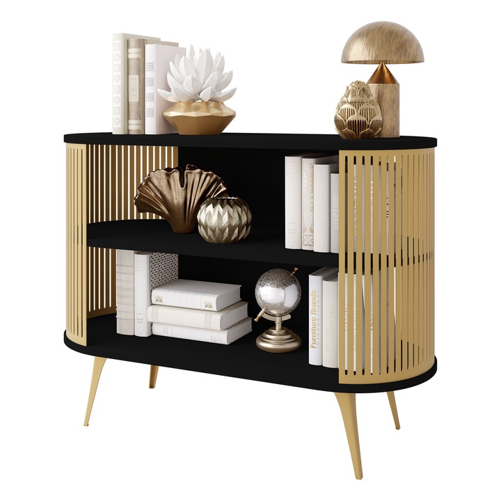 Comoda Mozimo, MIRJAN 24, auriu / negru, 40x120x90 cm