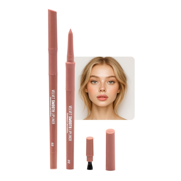 Молив-гел за устни, Global Fashion, velvet smooth lipliner, 02