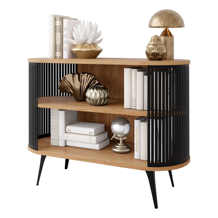 Comoda Mozimo, MIRJAN 24, negru / stejar craft auriu, 40x120x90 cm