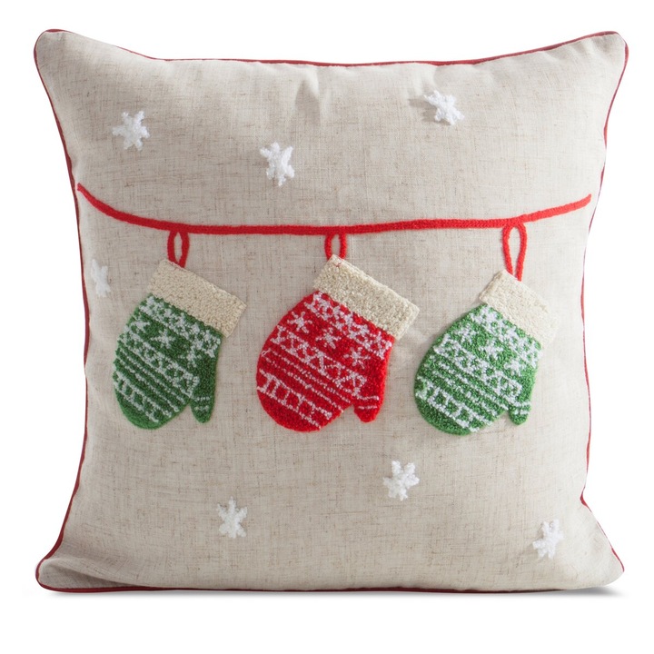 Fata de perna cu motiv de Craciun CHP216 45 x 45 Eurofirany bej